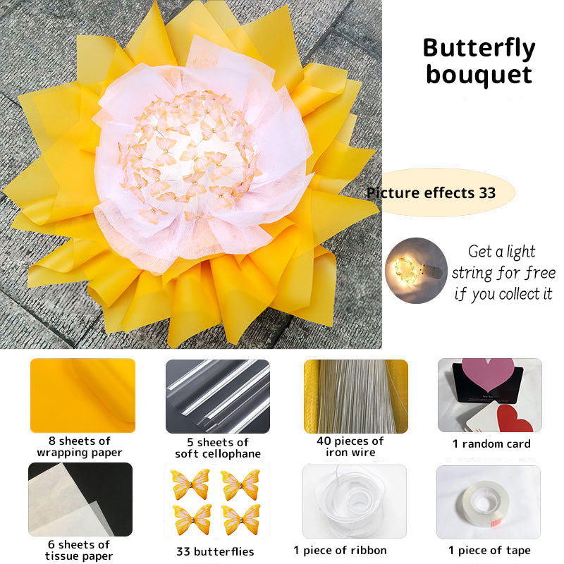 New DIY Butterfly Bouquets Handmade Butterfly Flower Material Package Bouquet with Light String Wedding Decor Gift for Girlfrien - V.I.P Digital Presence