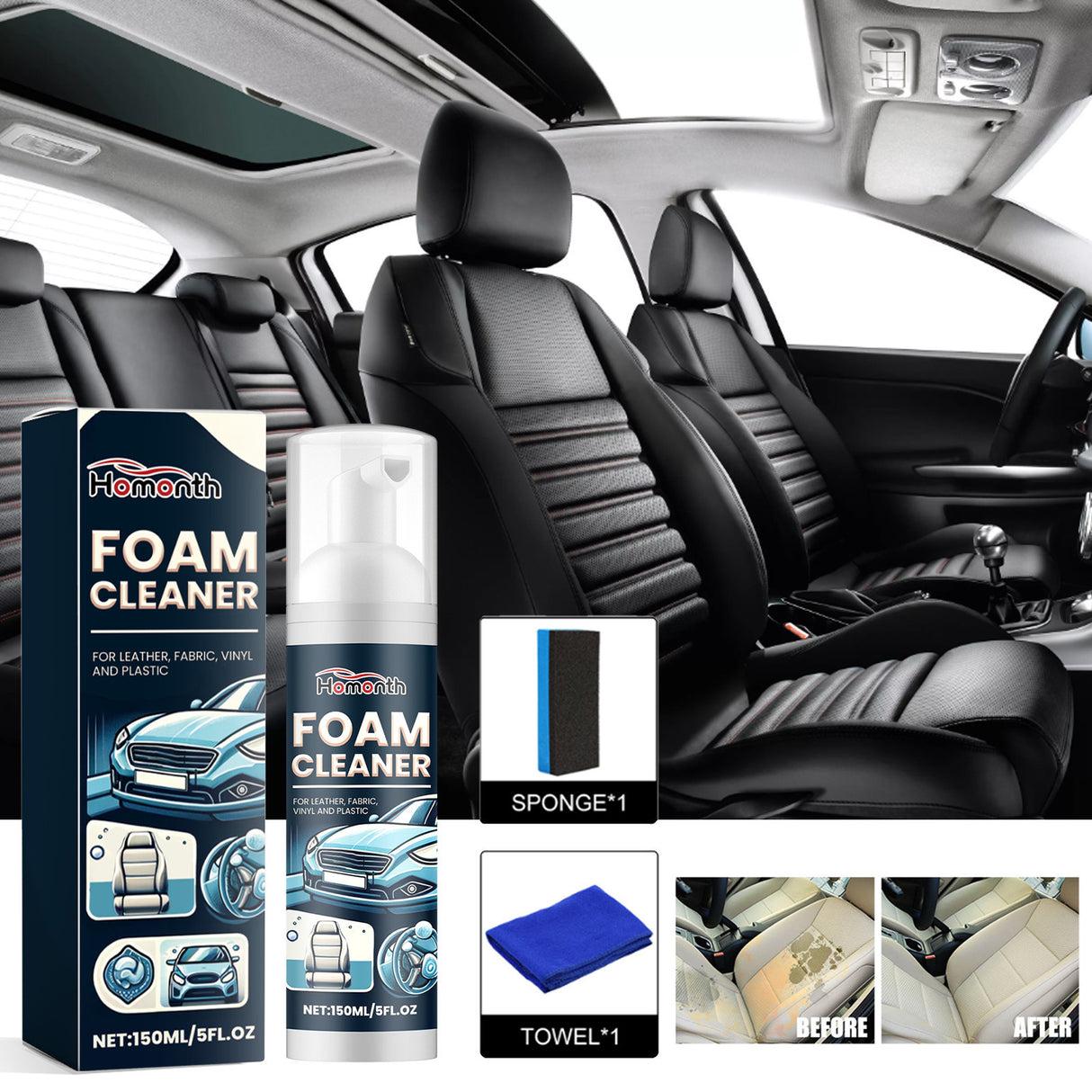 Foam Cleaner, Car Interior Seats Clean Decontamination Bright Refurbishment - V.I.P Digital Presence