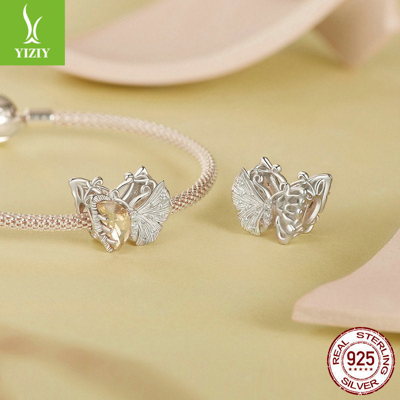 Yinziyun Original Ginkgo Butterfly DIY Bracelet Beads Forest Romantic Golden Butterfly s925 Pure Silver Beads - V.I.P Digital Presence