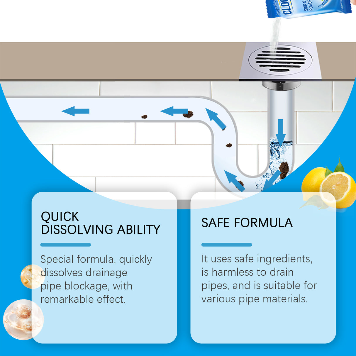 Drain Blockage Removal Powder, Kitchen Bathroom Floor Drain Pipe Cleaning Decontamination Desalting Odor - V.I.P Digital Presence