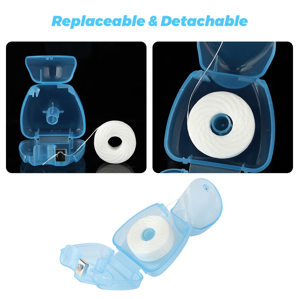 50m Mint-Flavored Dental Floss Blue Triangle Boxed Disposable Dental Floss Stick Tooth Cleaning Portable Floss Roll - V.I.P Digital Presence