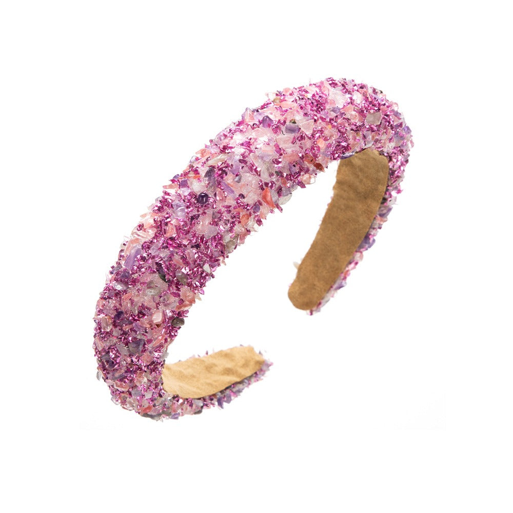 Exaggerated Baroque Colorful Crystal Candy Sponge Wide Edge Hair Hoop Headband - V.I.P Digital Presence