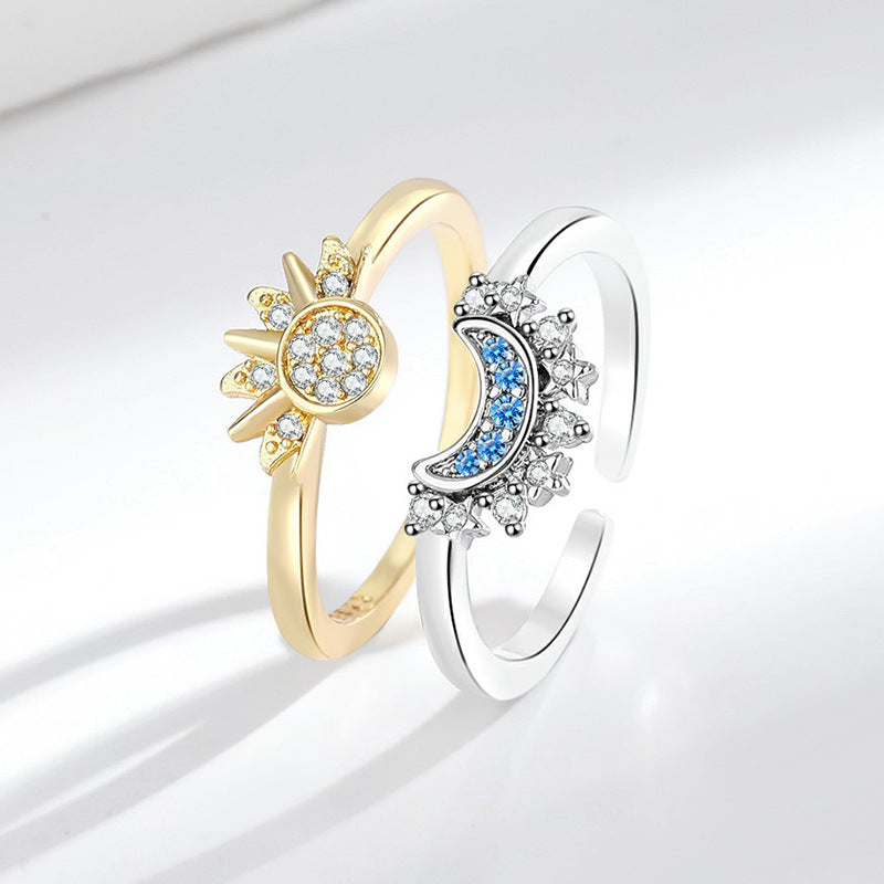 European and American personality simple design sun and moon folding ring female couple ring - V.I.P Digital Presence