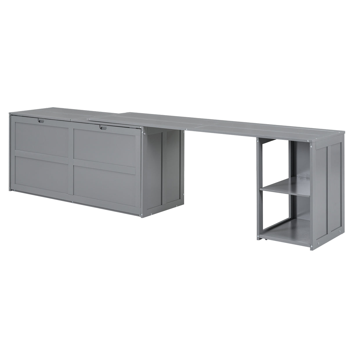 Queen Size Murphy Bed with Rotable Desk Gray