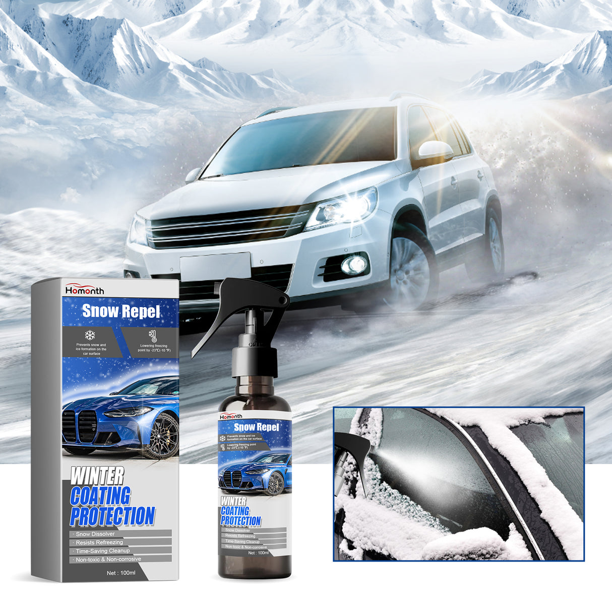Winter Coating Snow Melt Spray, Car Windshield Fast Snow Melt Defrost Vehicle Deicing Agent - V.I.P Digital Presence