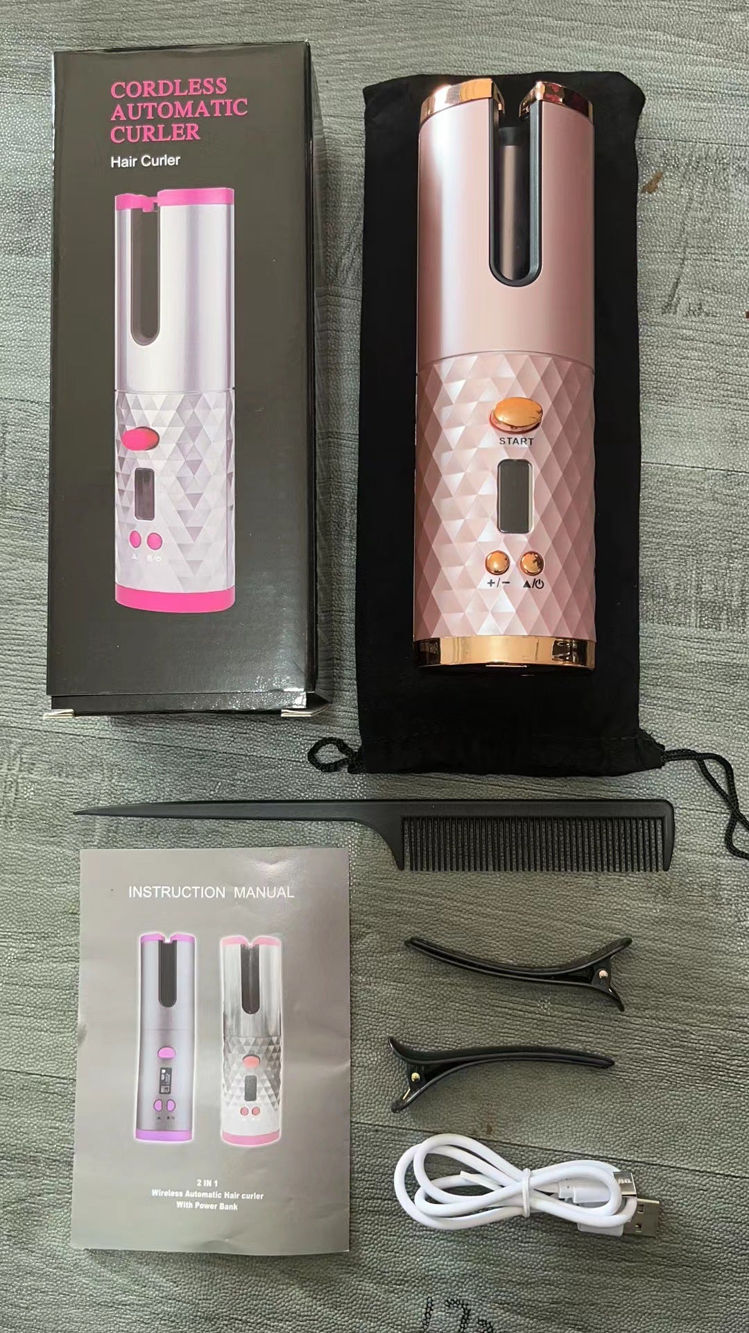 New Portable USB Charging Models Automatic Curling Iron Intelligent LCD Home Mini Lazy Hair Curler - V.I.P Digital Presence