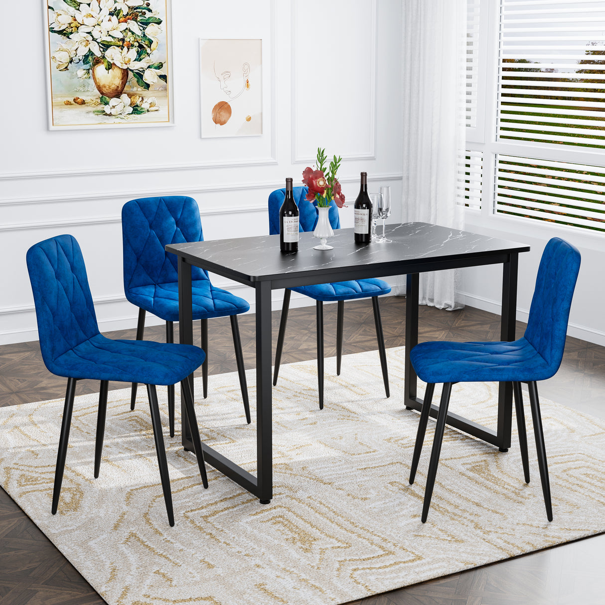 Dining Chairs Set of 4, Modern Kitchen Dining Room Chairs, Velvet Dining Chair Upholstered Cushion Seat and Sturdy Metal Legs - V.I.P Digital Presence