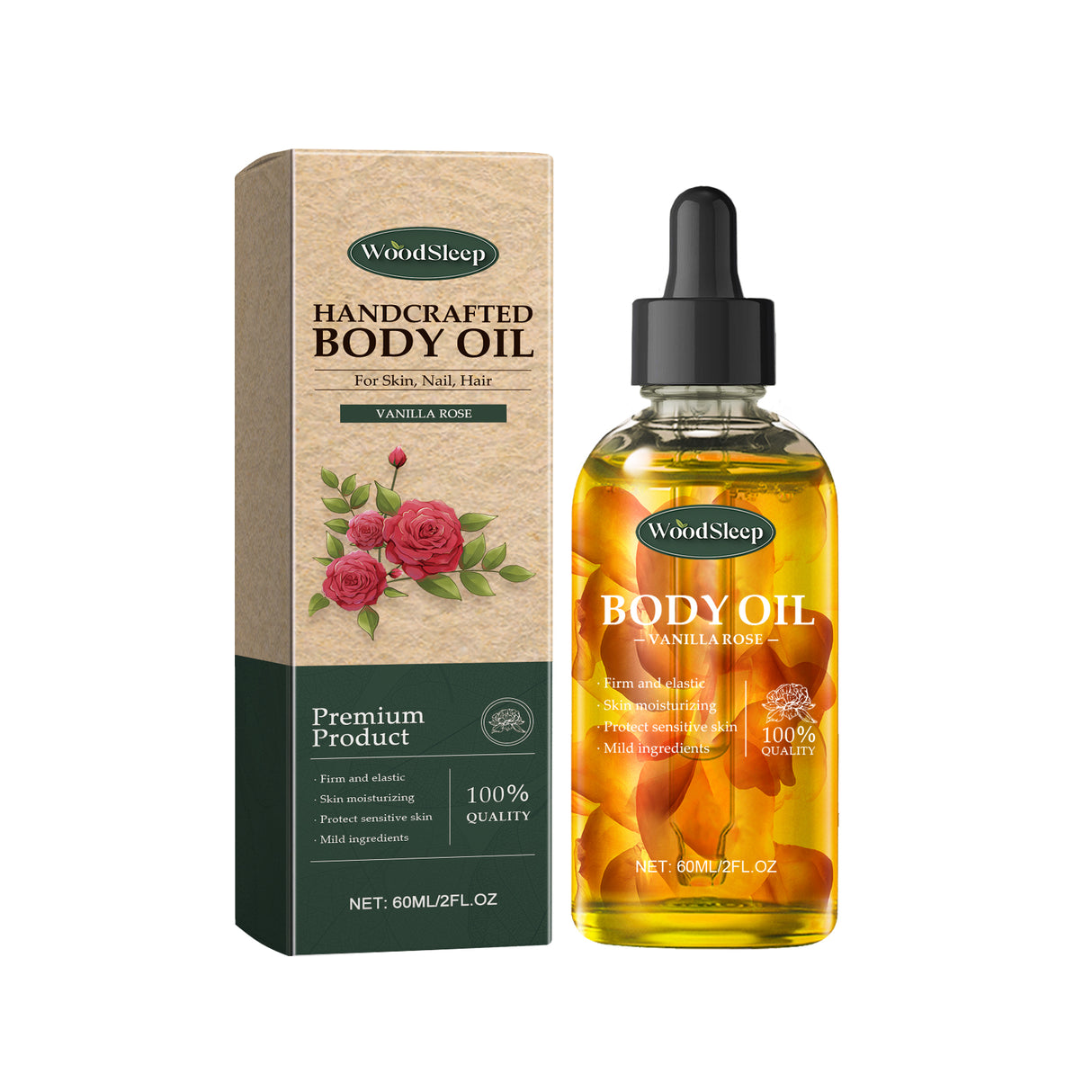 WOODSLEEP handmade vanilla Rose body oil, nourishing skin, delicate and easy to absorb fragrance massage essential oil - V.I.P Digital Presence
