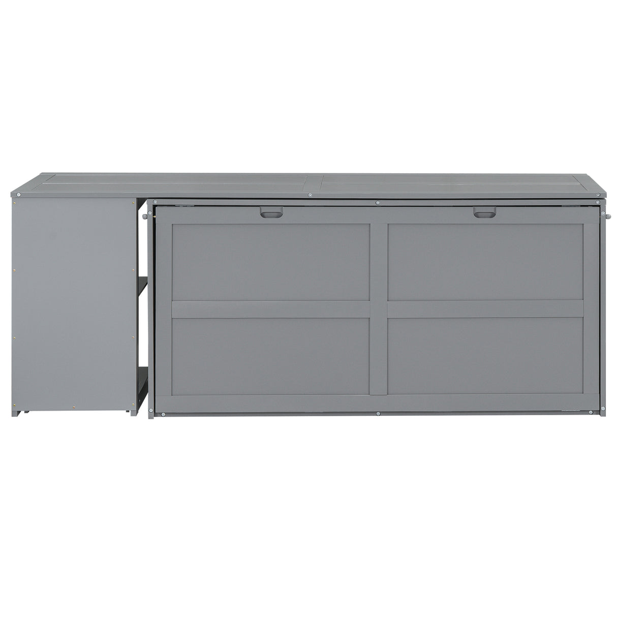 Queen Size Murphy Bed with Rotable Desk Gray