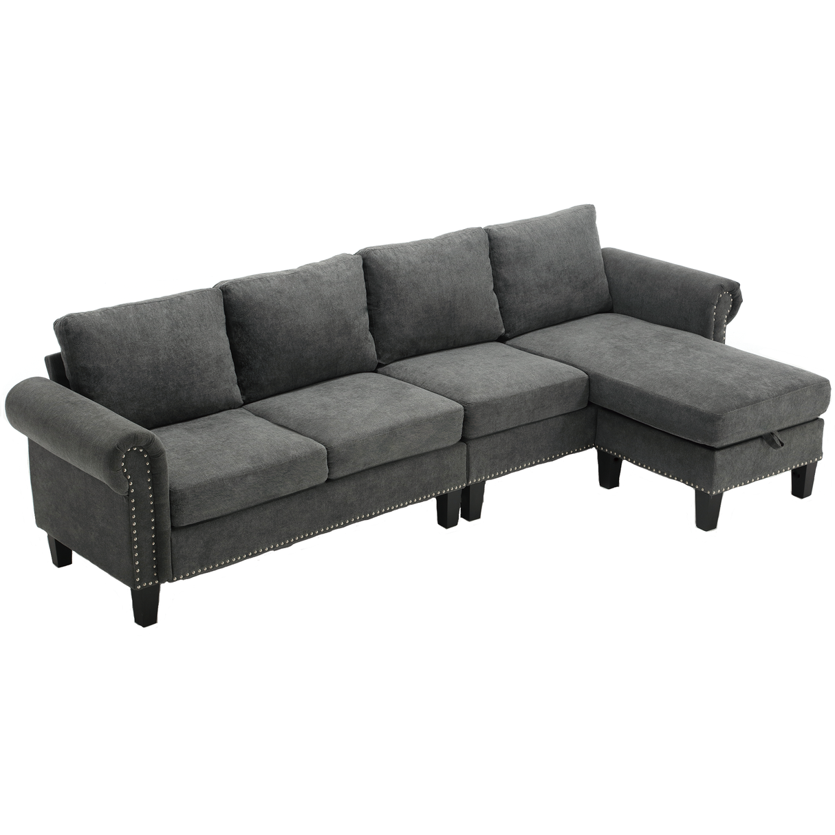 Convertible Sectional Sofa with Storage,L-shaped sofa Modern Linen Fabric Sectional Couches for Living Room,Gray - V.I.P Digital Presence
