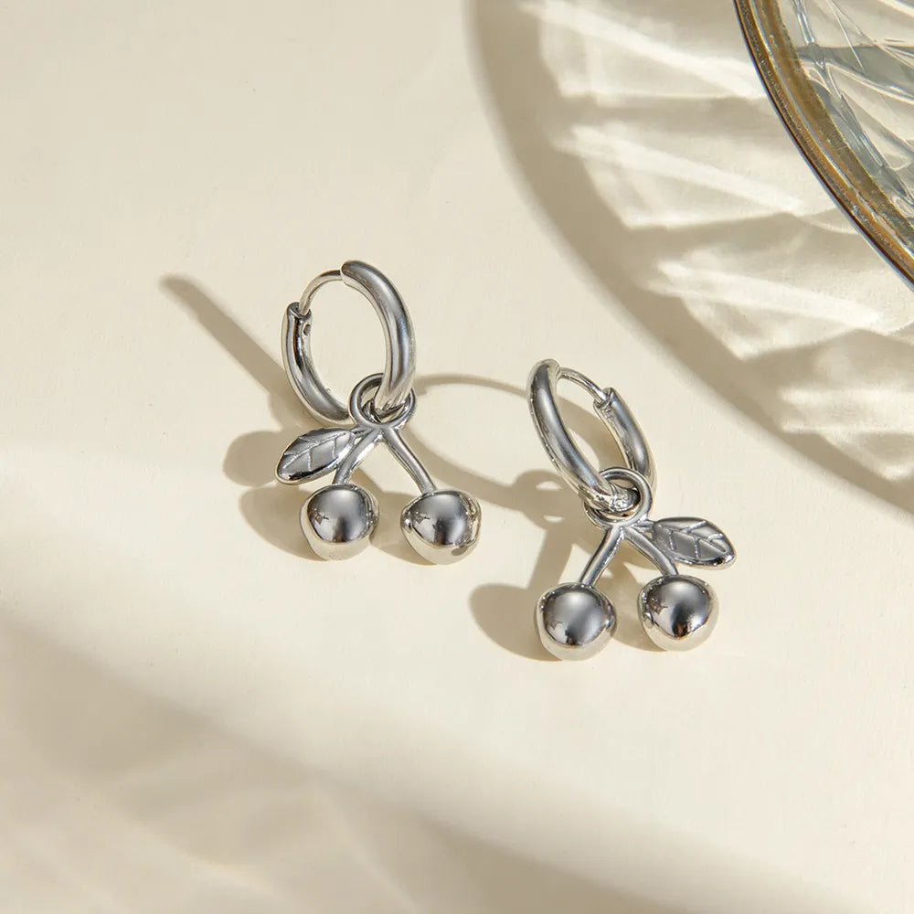 Stainless Steel Cherry Drop Earrings - V.I.P Digital Presence