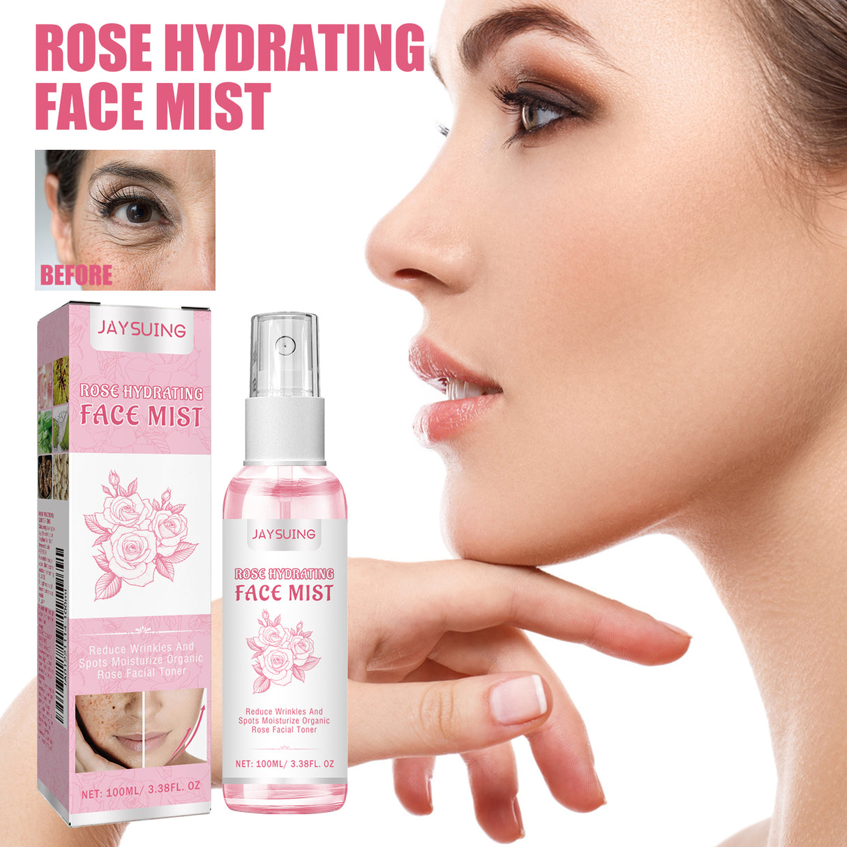 Rose Face Toner, Hydrating Refreshing Oil Control Fade Spots Toner