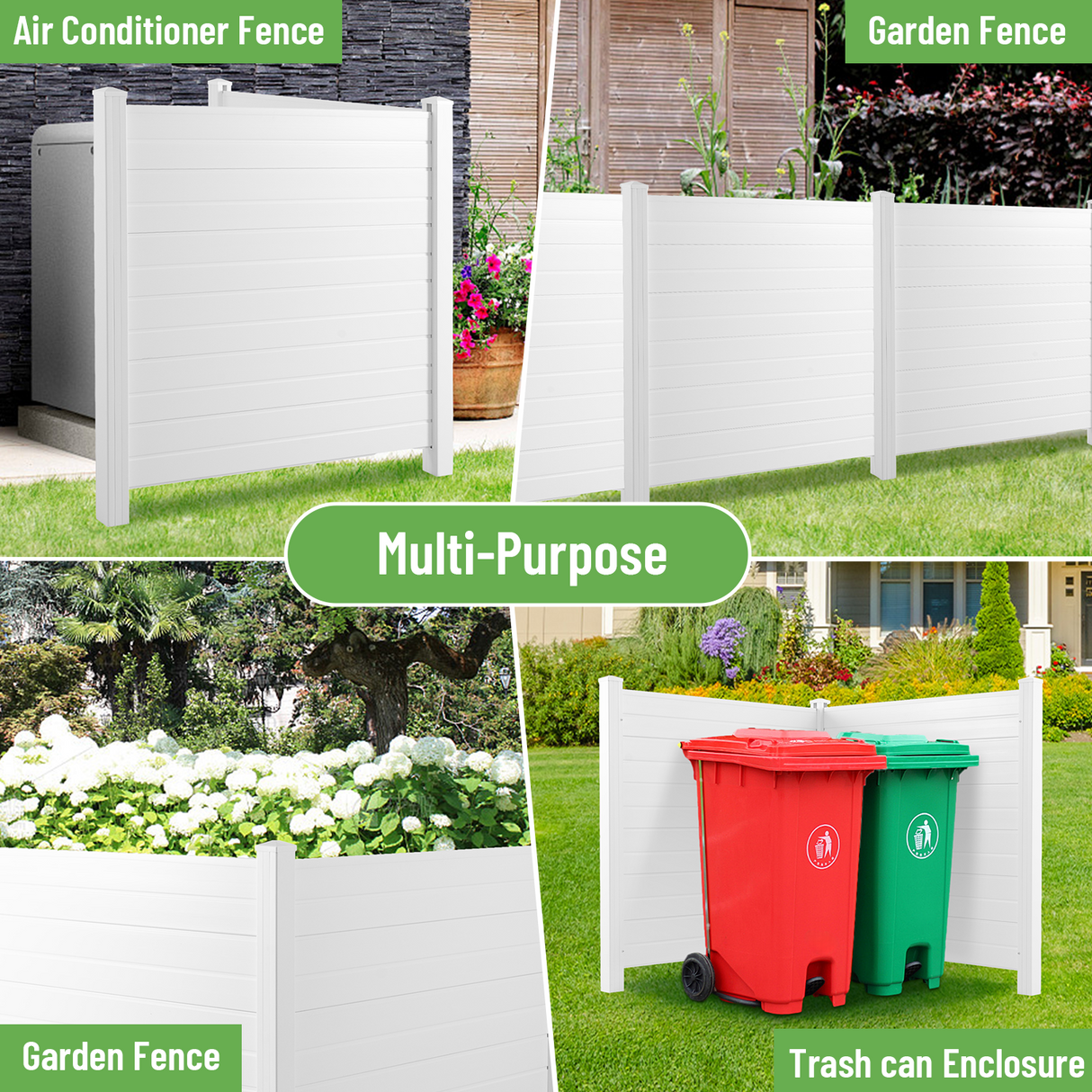 Privacy Fence Panels Kit Air Conditioner Trash Can Enclosure Vinyl white color - V.I.P Digital Presence