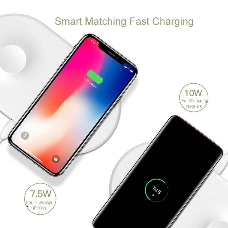 Baseus 2 in 1 Wireless Charger Pad For Apple Watch iPhone X Xs Max XR Desktop Fast Wireless Charging Charger Born for Apple Fans - V.I.P Digital Presence
