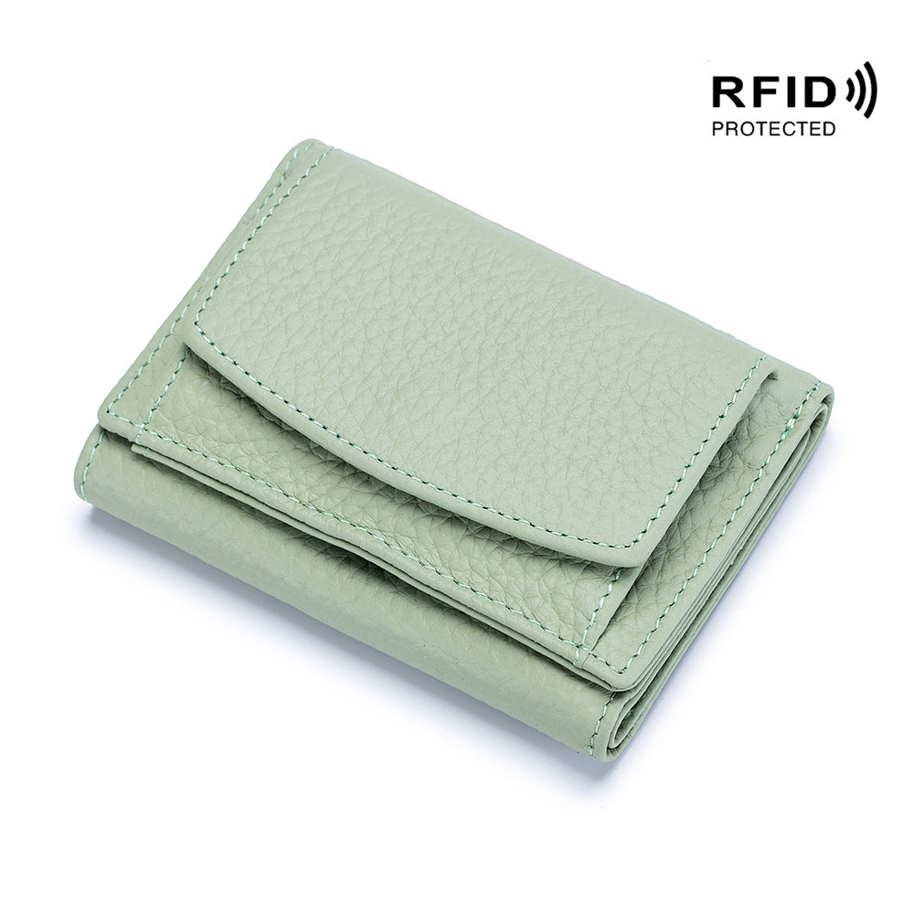 Small wallet women's genuine leather Japanese style fabric RFID coin bag wallet mini wallet short - V.I.P Digital Presence