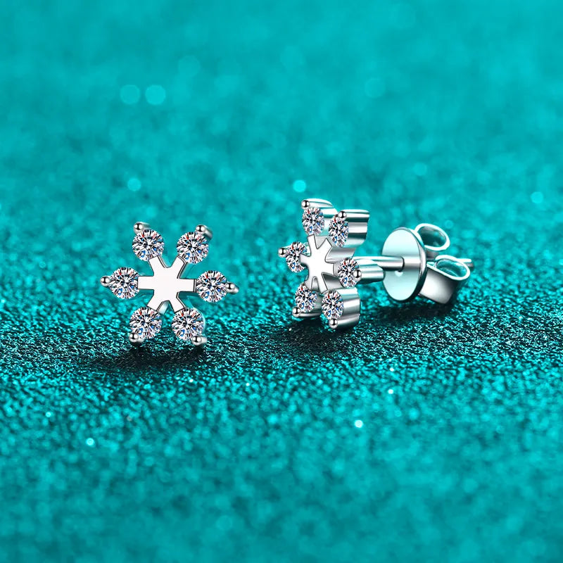 Moissanite 925 Sterling Silver Snowflake Shape Earrings - V.I.P Digital Presence