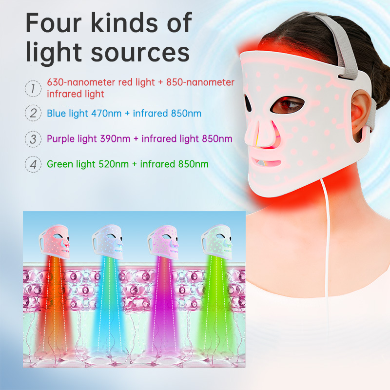 LED Color Light Home Beauty Device with Red, Blue, Green, and Purple Light Mask, 98 Light Beads for Facial Phototherapy Mask - V.I.P Digital Presence