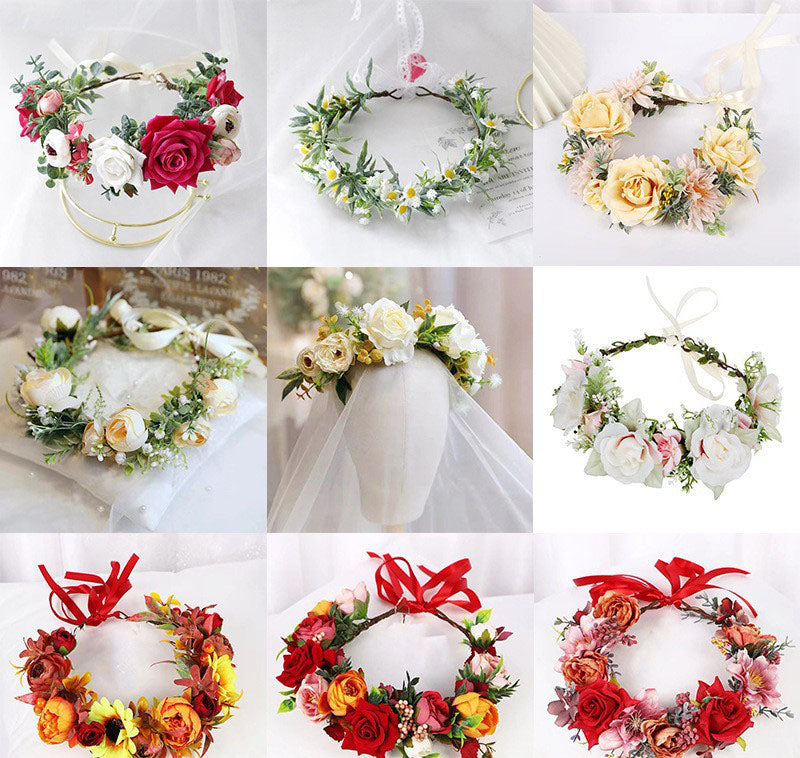 Simulated Rose Blossoms Adjustable Headwear Wreath Bridal Forest Flower Wedding Photography Scale Pretend - V.I.P Digital Presence