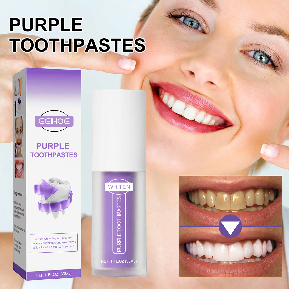 V34 Purple Toothpaste, Repair Teeth Mouth Clean Breath Fresh White Toothpaste - V.I.P Digital Presence