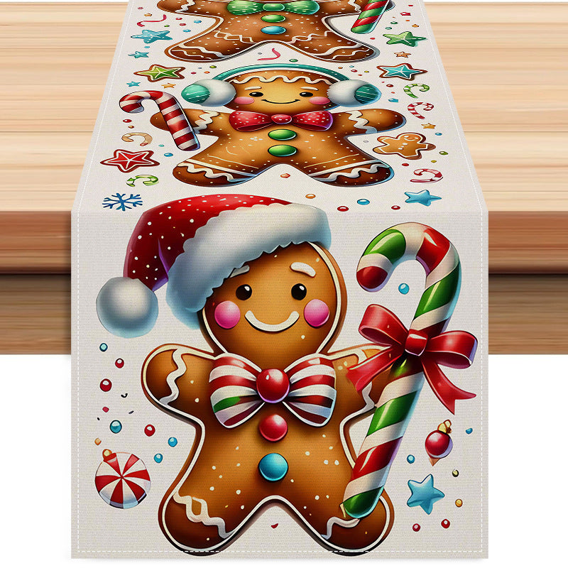 New Gingerbread Man Table Flag Christmas Party Decoration Tablecloth Mat Living Room Dining Room Tablecloth Printed Tea Table Fabric - V.I.P Digital Presence