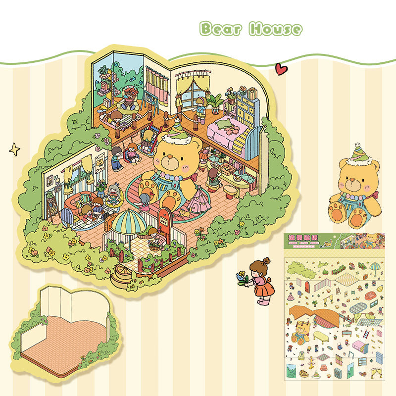 Landscape stickers large 3D stereoscopic scene collage miniature scene ledger stickers DIY stickers