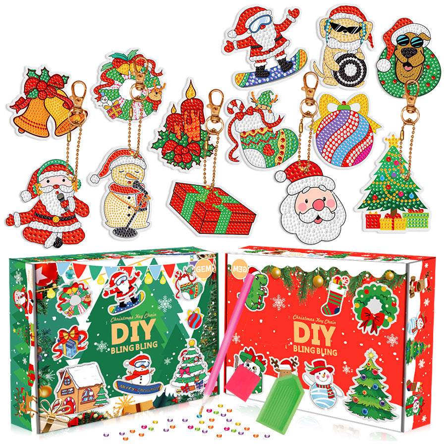Christmas Diamond Painting Keychain 5D DIY Hanging Diamond Art Kits Diamond Ornaments for Kids Christmas Crafts Family Decor - V.I.P Digital Presence