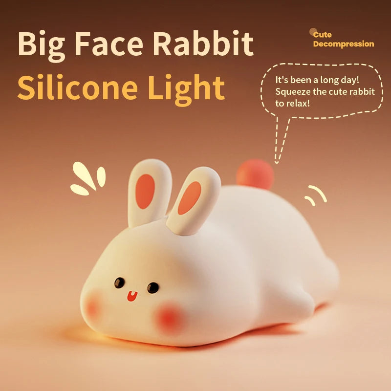 Silicone Night Lights Cute Rabbit Patting Lamp Rechargeable Timing Sleeping Night Lamp Holiday Party Decor Kids Gift Night Light - V.I.P Digital Presence