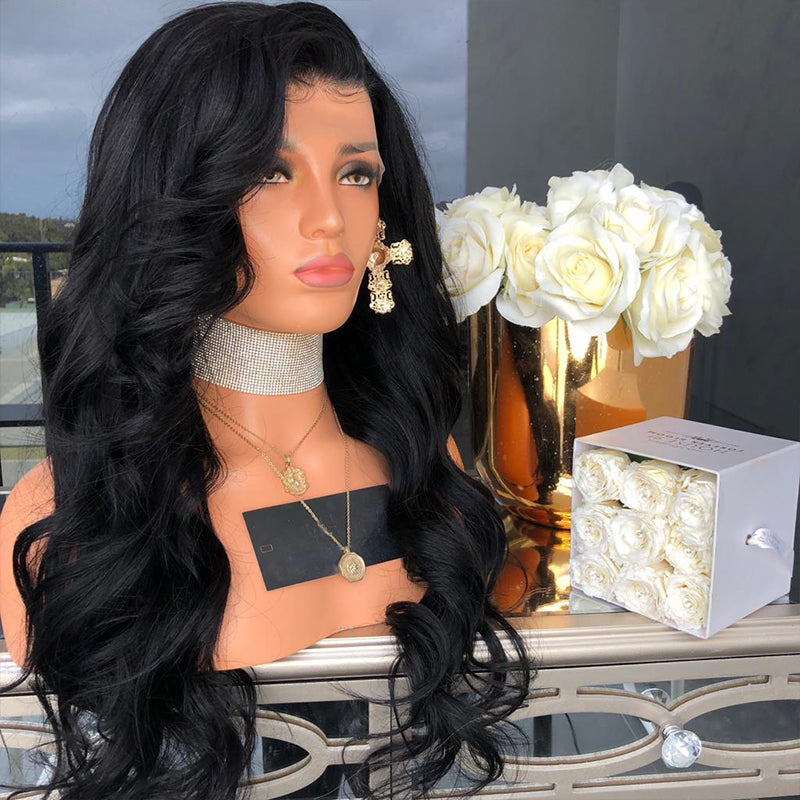 Hair Body Wave Lace Front Wigs for Women Black Color Synthetic Hair Glueless Lace Wigs with Natural Hairline - V.I.P Digital Presence