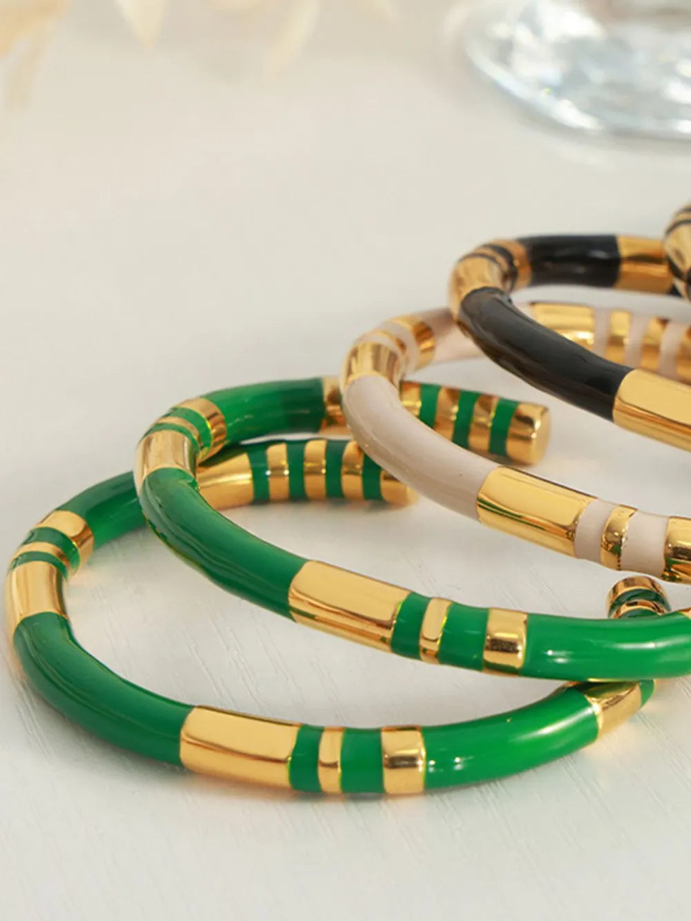 Enamel Titanium Steel Cuff Bracelet - V.I.P Digital Presence