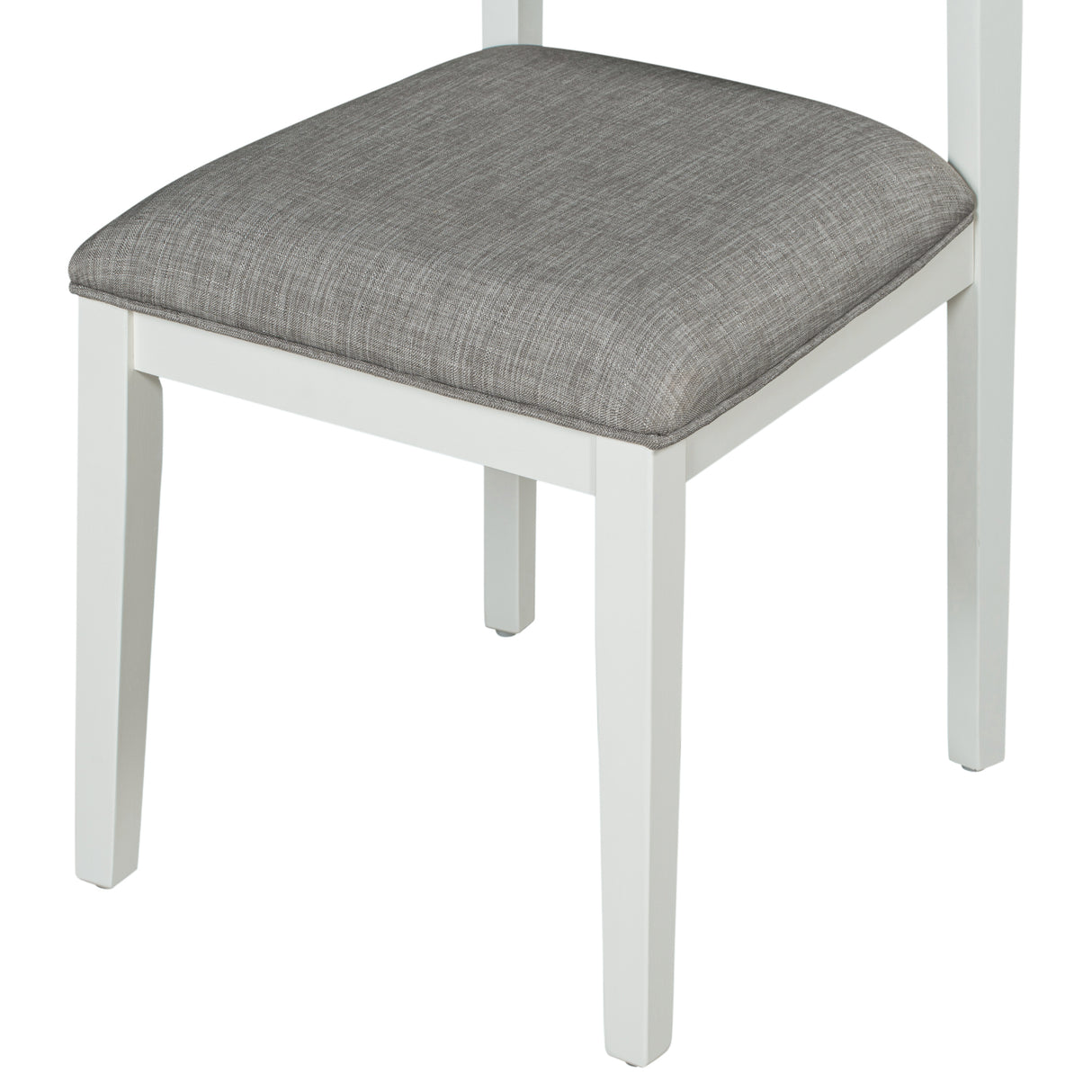 TREXM Classic and Traditional Style 6 - Piece Dining Set, Includes Dining Table 4 Upholstered Chairs & Bench (White+Gray)