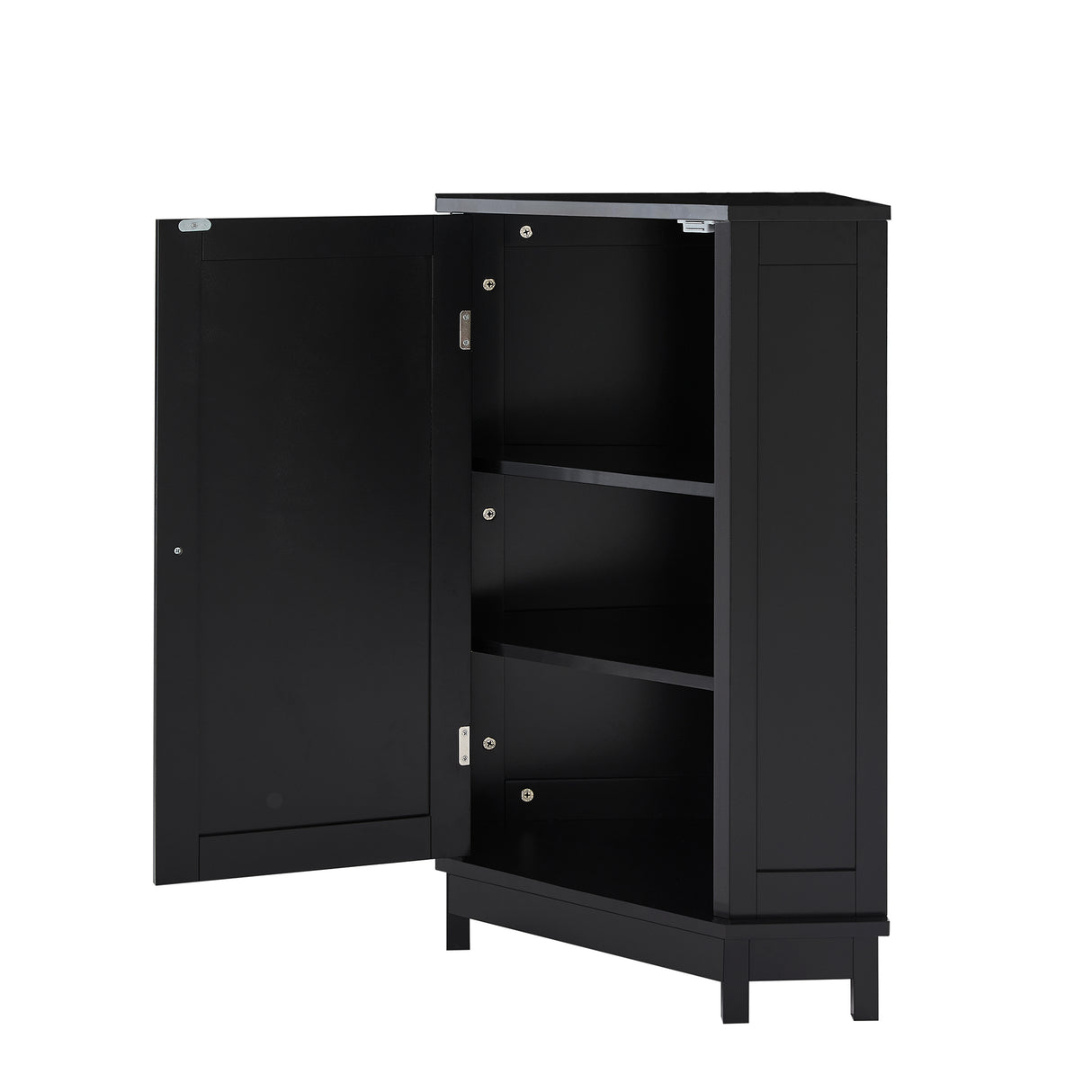 Black Bathroom Cabinet Triangle Corner Storage Cabinet with Adjustable Shelf Modern Style MDF Board - V.I.P Digital Presence