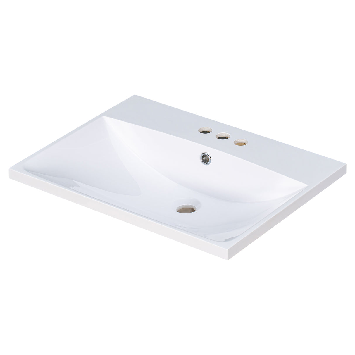 24" Bathroom Vanity Top Only White Basin 3-Faucet Holes 4" Faucet Available Ceramic - V.I.P Digital Presence