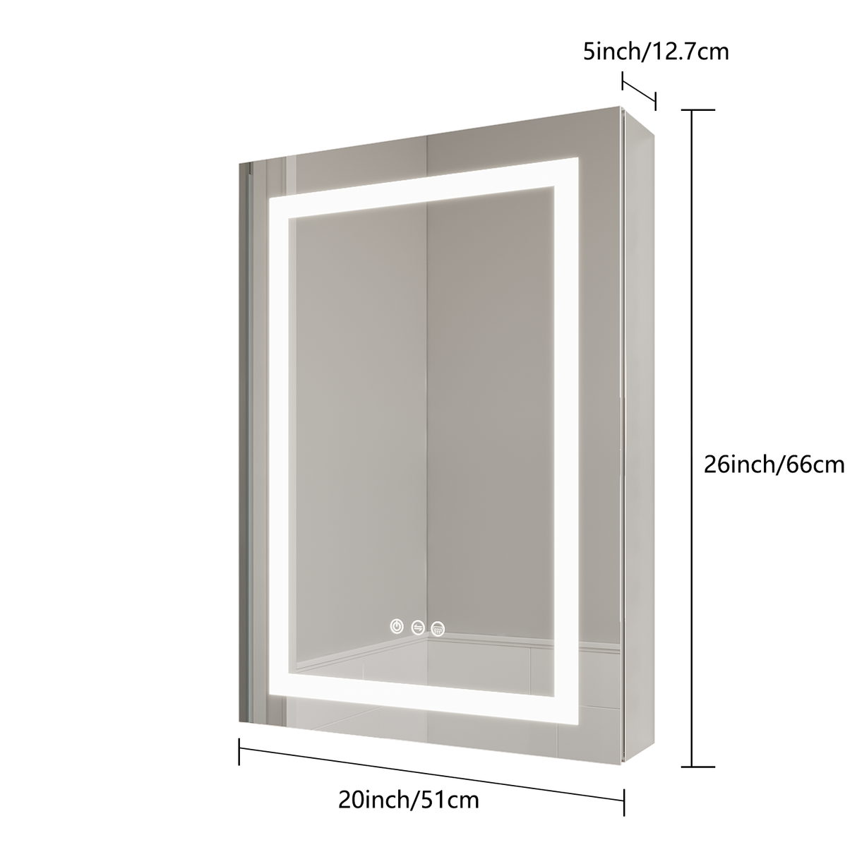 26x20 inch Bathroom Medicine Cabinet with LED Mirror, Anti-Fog, Waterproof3000K~6000K Single Door Lighted Bathroom Cabinet with Touch SwichDimmable Recessed or Surface Mount (Right Door) - V.I.P Digital Presence