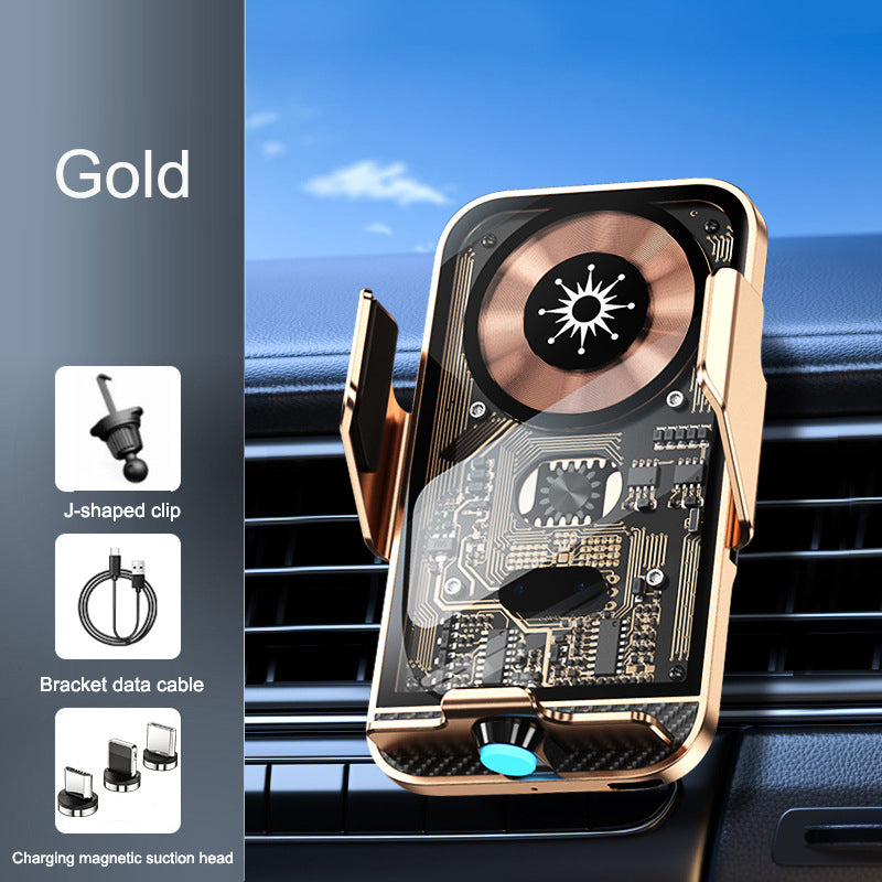 C11 car holder wireless phone charger infrared induction opening and closing navigation punk style transparent phone holder - V.I.P Digital Presence