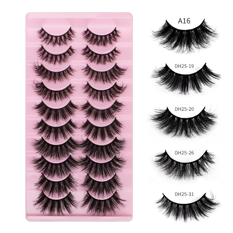10 Pairs Of Messy Thick Imitation Mink Hair False Eyelashes 3D Stereo Realistic European And American Fried Hair False Eyelashes - V.I.P Digital Presence