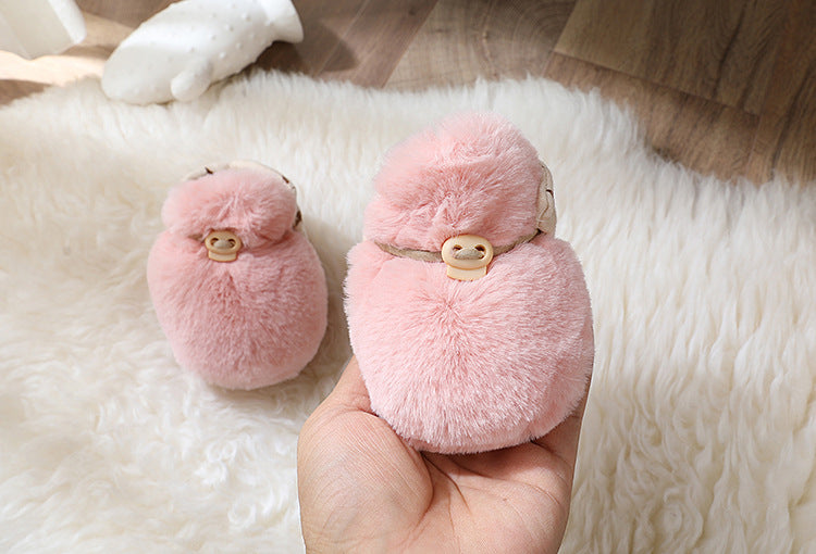 Newborn Plush Footwear Winter Thickened And Padded Infant Soft Bottom Step Front Shoes Warm Fur Baby Toddler Shoes