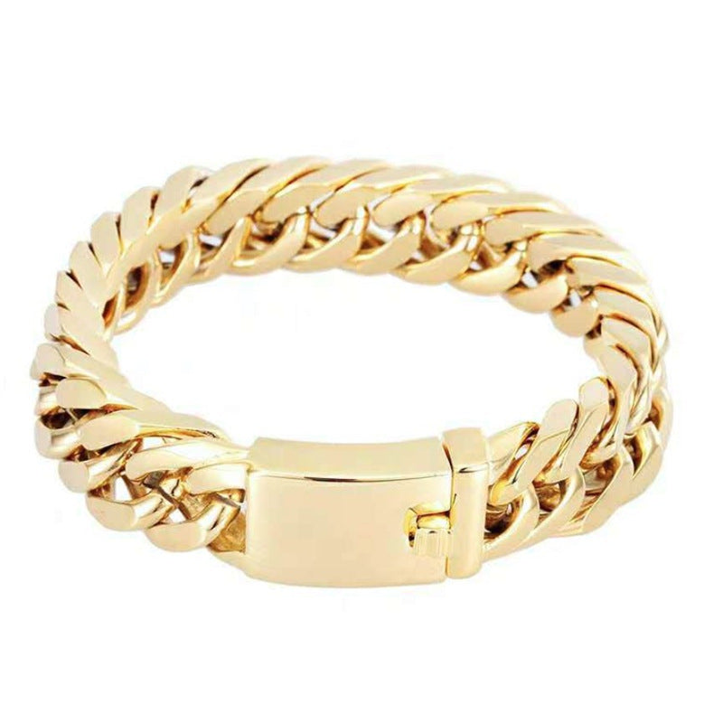 Fashionable 18K gold plated men's electroplated alloy double buckle bracelet - V.I.P Digital Presence