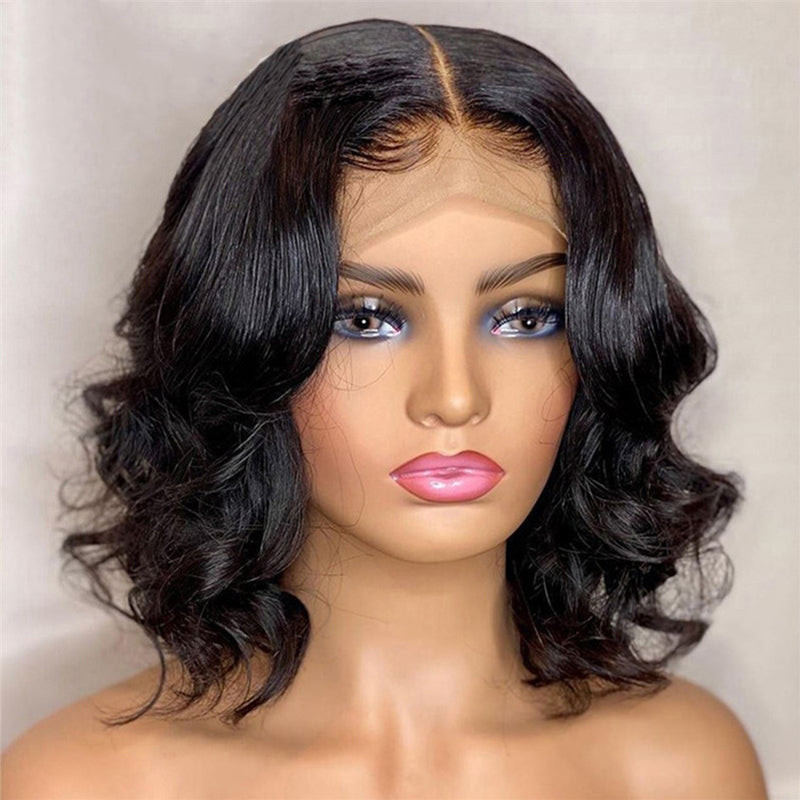 Ladies Wig Short Curly Hair Black Big Wave Chemical Fiber Front Lace Curly High Temperature Silk Headgear - V.I.P Digital Presence