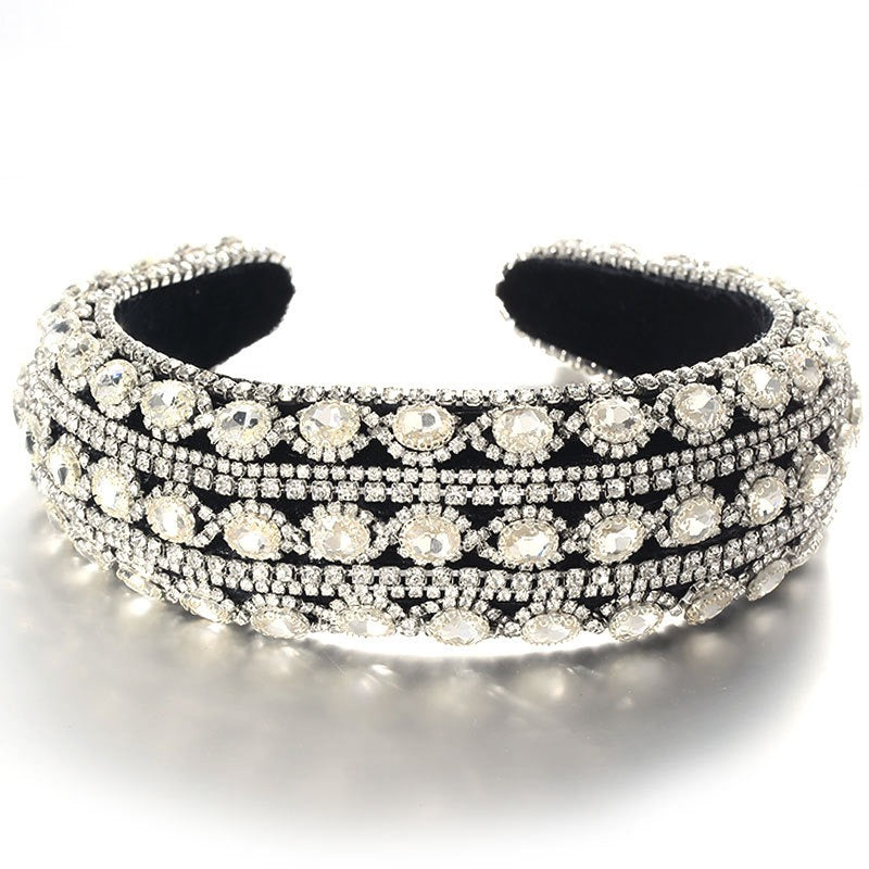 Heavy craftsmanship Baroque crystal headband with retro glass inlaid diamond hair accessories - V.I.P Digital Presence