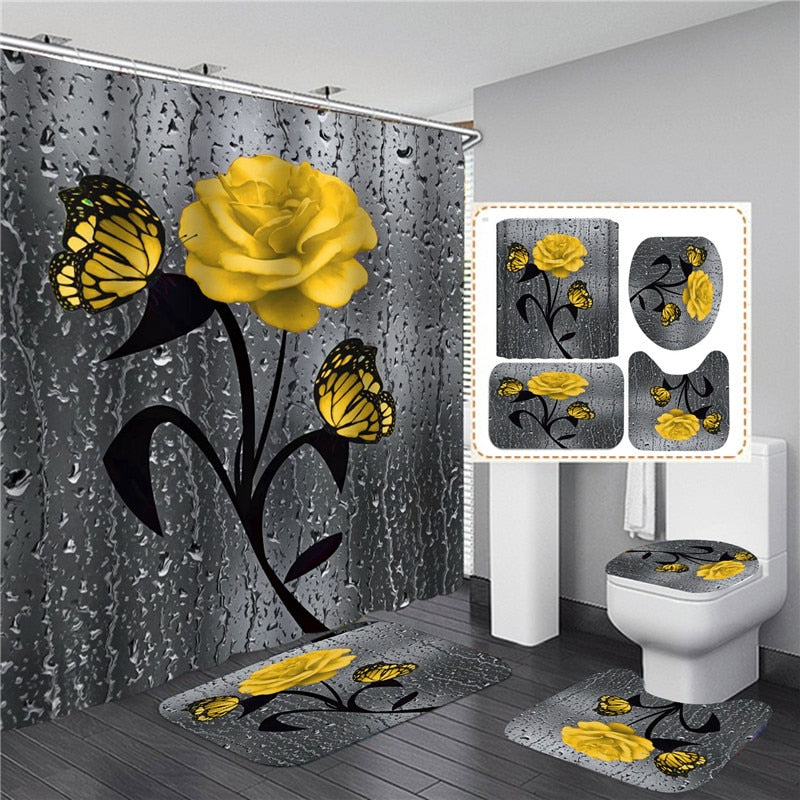 Hot HD Digital Printing Polyester Waterproof Polyester Flower Bathroom Hotel Shower Curtain - V.I.P Digital Presence