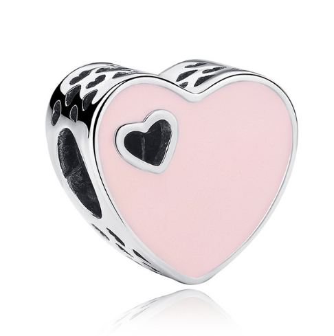 925 Sterling Silver Heart Shape Love Beads Fit Charms Bracelet PAS036 - V.I.P Digital Presence