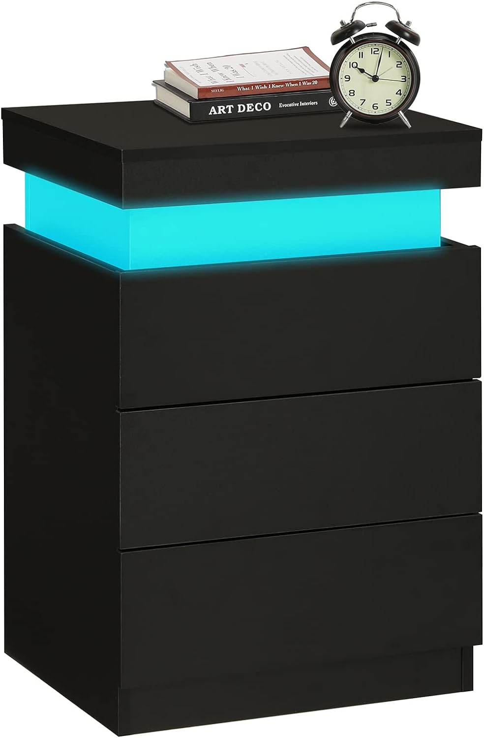 LED Black Nightstand Modern Multi-Colour LED Night Table Bedside Tables for Bedroom, Living Room - V.I.P Digital Presence