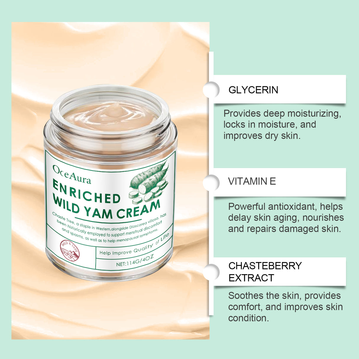 Wild Yam Body Moisturizer Nourishes, Hydrates, Firming, Lightening And Delicate Skin Yam Cream