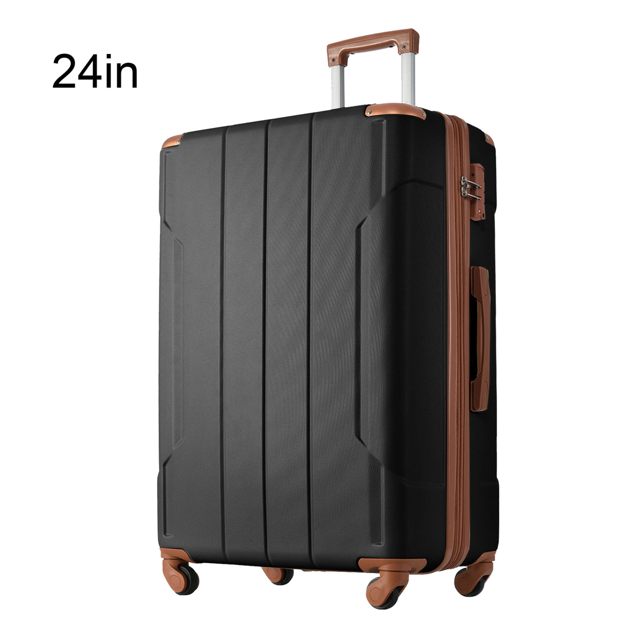 Hardshell Luggage Spinner Suitcase with TSA Lock Lightweight Expandable 24'' (Single Luggage) Black Brown + ABS + 24 Inch