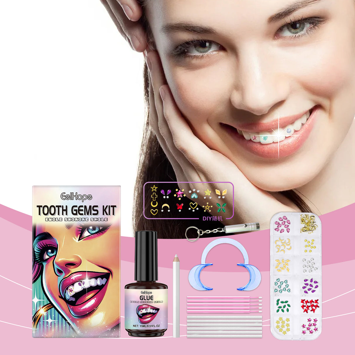 Diy Fashion Teeth Set Dental Beauty Decorative Diamond Combination Diy Shine Smile Style - V.I.P Digital Presence
