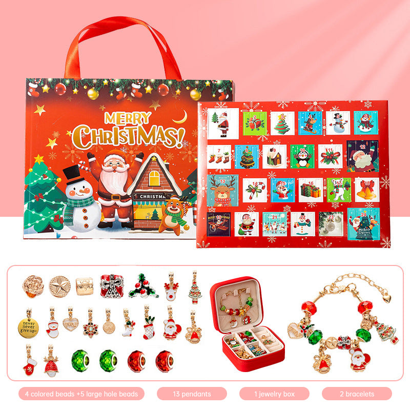 DIY creative children's bracelet jewelry 24-grid calendar Christmas holiday surprise blind box silver set - V.I.P Digital Presence