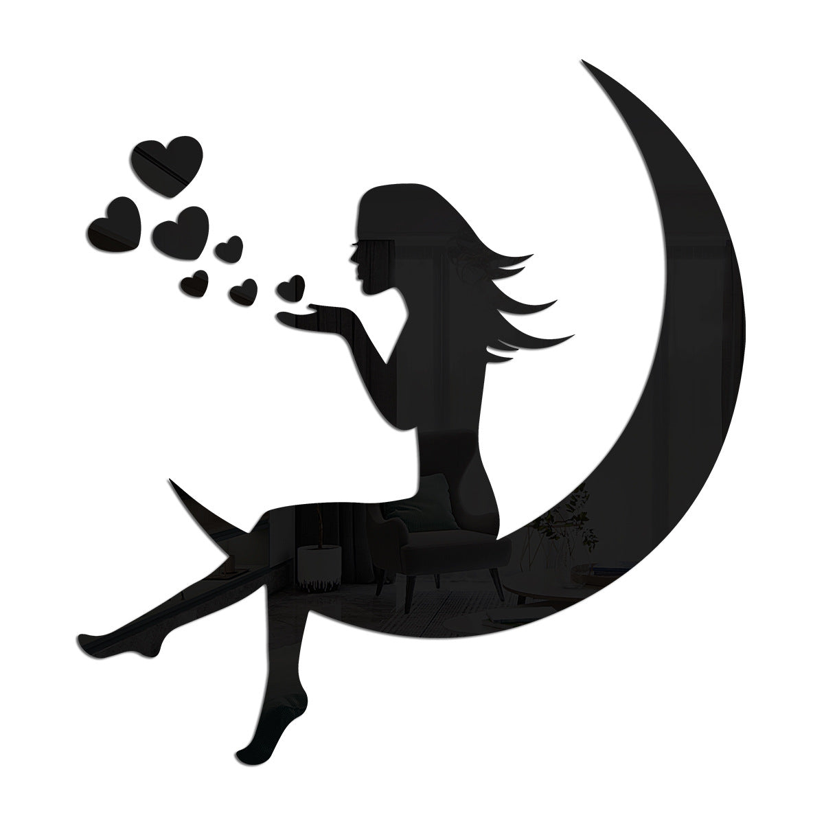 Moon Girl Mirror Sticker 1mm Acrylic 3D Wall Decal for Room and Bedroom Decorations - V.I.P Digital Presence