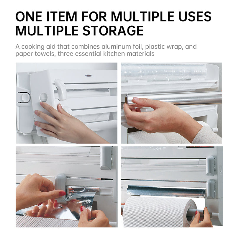 3-in-1 Wall Kitchen Roll Holder, with Upgraded Magnetic Suction Cup, for Foil, Cling Film, and Aluminium Foil Dispensing - V.I.P Digital Presence