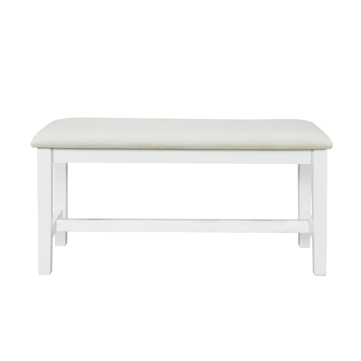 TOPMAX Farmhouse 6-Piece Trestle Dining Table Set with Upholstered Dining Chairs and Bench 59inch, White