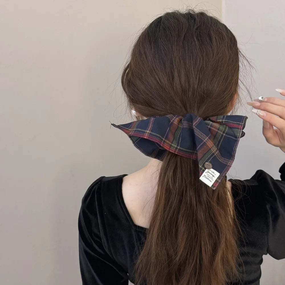 Contrast Plaid Elastic Hair Scrunchy - V.I.P Digital Presence